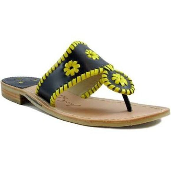 Jack Rogers "Spirit" Midnight Yellow Sandals 5.5 - Picture 1 of 2